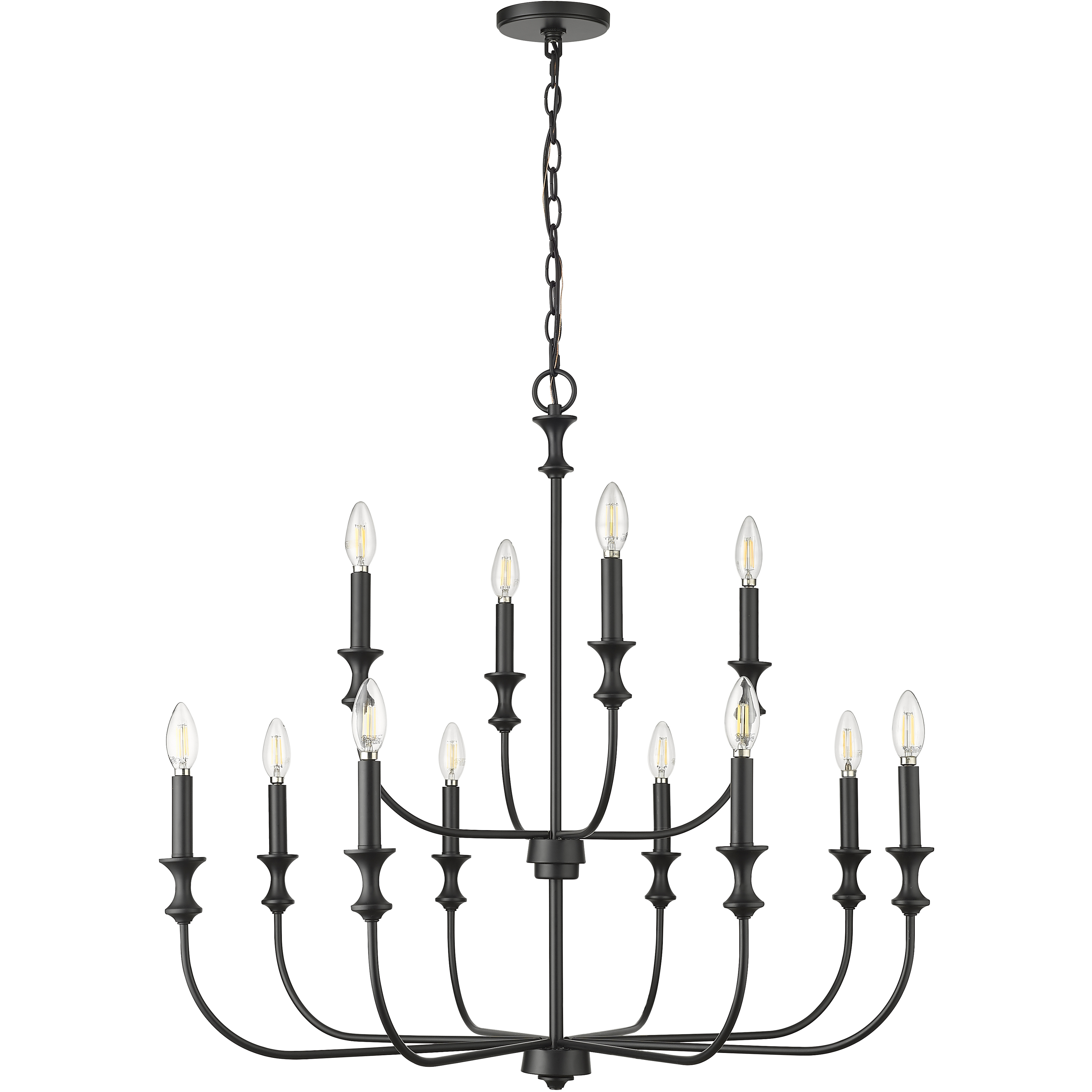 Savanne 12 Light 34 inch Matte Black Chandelier Ceiling Light
